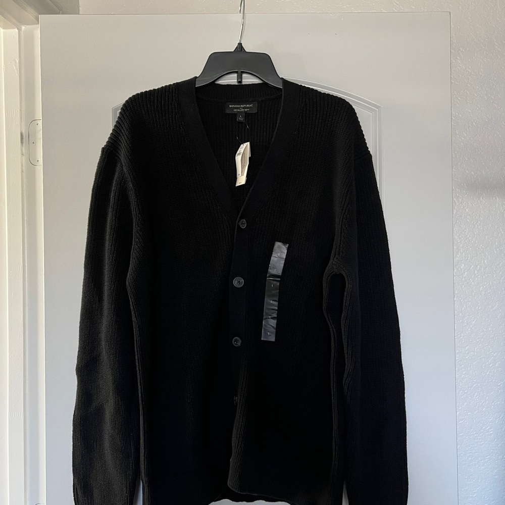Banana Republic Black Men's Cardigan Sweater